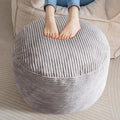 HIGOGOGO Round Stuffed Pouf Ottoman, Corduroy Poufs with Foam Chunk Filling, Furry and Fluffy Pouf Foot Stool Storage Ottoman, 20 X 15 Floor Poufs Foot Rest for Living Room, Grey