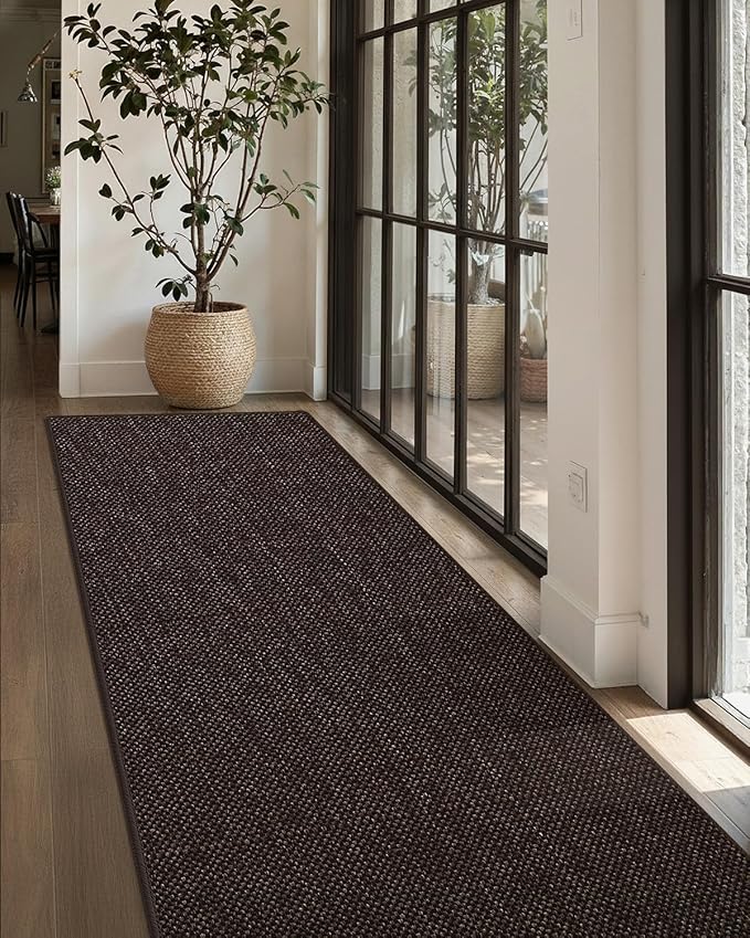 Color&Geometry Door Mat 2'2"x7'11" Runner Rug with Rubber Backing, Non Slip Washable Hallway Kitchen, Carpet Runners for Hallway Living Room Bedroom, Brown (Rolled-up NO Creases)