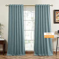 RYB HOME 100% Blackout Blue Velvet Curtains 90 inches Long, Back Tab Thermal Insulated Noise Reducing Curtains & Drapes for Living Room Kids Bedroom, Stone Blue, 52W x 90L, Set of 2 Panels