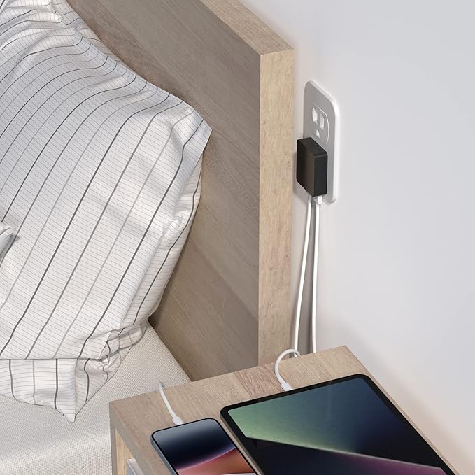 Nekmit Dual Port Ultra Thin Flat USB Wall Charger with Smart IC, Black