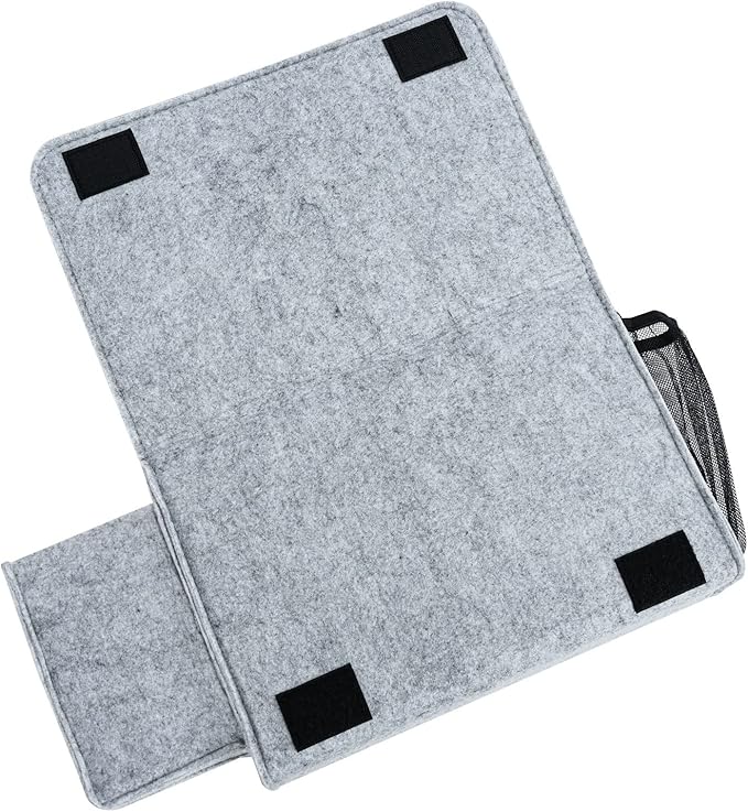 Bedside Caddy, Large Size Bedside Storage Organizer Bedside Organizer Caddy for Magazine Remotes Phone (13.4'' x 18.1'' Tissue box holder, Light Grey)