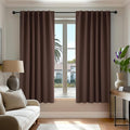 Deconovo Blackout Curtains for Kitchen Window, Back Tab and Rod Pocket Curtains, Set of 2 Panels, Room Darkening Curtains (52W x 45L Inch, Chocolate)