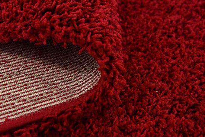 Unique Loom Solid Shag Collection Area Rug (8' Square, Cherry Red)