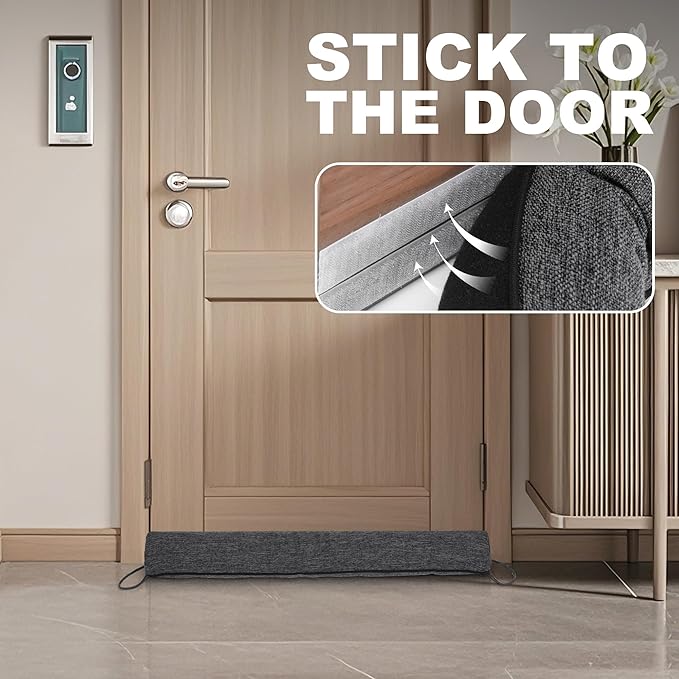 Door Draft Stopper Weighted Triangular Draft Stoppers for Bottom of Door 36" Underdoor Draft Blocker Seal Guard for Window Sill All-Season Gap Filler for Cold Air, Noise, and Light, Dark Grey