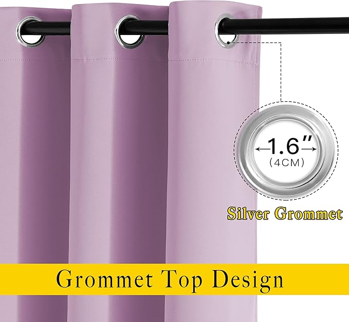 NICETOWN Room Darkening Patio Sliding Door Curtains 84 inch Length, Grommet Divider Thermal Insulated Curtain Drapes for French Door/Living Room (Lilac, W100 x L84, 1 Panel)