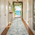 jinchan Torino Runner Rugs 3x10 Vintage-Inspired Floral Design Machine Washable Non-Slip Ultra-Thin Low-Pile Rubber Backing Traditional Rug for Kitchen Hallway Laundry Room Entryway Turquoise