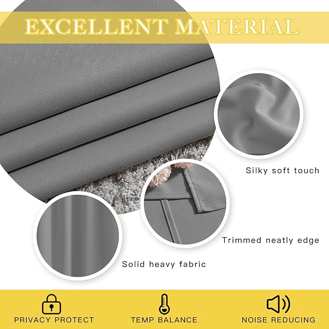 NICETOWN Blackout Silver Grey Sliding Door Curtains 90 inch Length, Thermal Insulated Grommet Room Darkening Window Treatments for Bedroom/Living Room, 1 Panel, W80 x L90