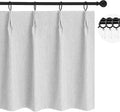 WdFour 24x24 Inch Pinch Pleated Blackout Cafe Curtains - Pack of 2, 100% Light Blocking Back Tab Drapes for Half Windows, Kitchen & Bathroom Short Curtains (Greyish White)