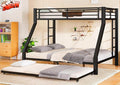 Upgraded Version Thicken Heavy Duty Metal Twin XL Over Queen Bunk Bed with Twin Size Trundle, Modern Style Stronger Twin Over Queen Bunk Bed Frame for Adults, Easy Assembly (Twin XL/Queen)