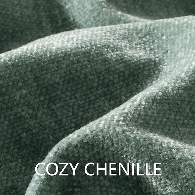 Chenille Throw Blanket for Couch 60"X 80" Twin, Soft Cozy Throws with Fringe Tassel for Bed Sofa Chair Cover, Lightweight Knitted Decorative Boho Blankets for Living Room, Sage Green