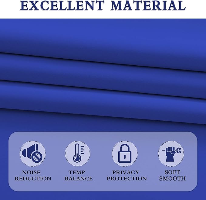 DONREN Cobalt Blue Curtains Blackout Curtains - 63 Inch Curtains Thermal Insulated Rod Pocket Curtain Panels for Living Room,2 Panels