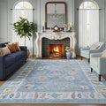 Fame Rugs Blue Modern Oushak Rug 8x10, Vintage Turkish Colorful Oriental Washable Antique Inspired Large Area Rugs, Luxury Living Room Bedroom (381LB, 7'6 x 10')