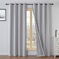 100% Blackout Curtains 72 Inch Length 2 Panels Set, Black Out Curtains for Living Room, Greyish White Thermal Insulated Grommet Drapes Bedroom Luxury Decor Privacy(37W × 72L inch, Greyish White)