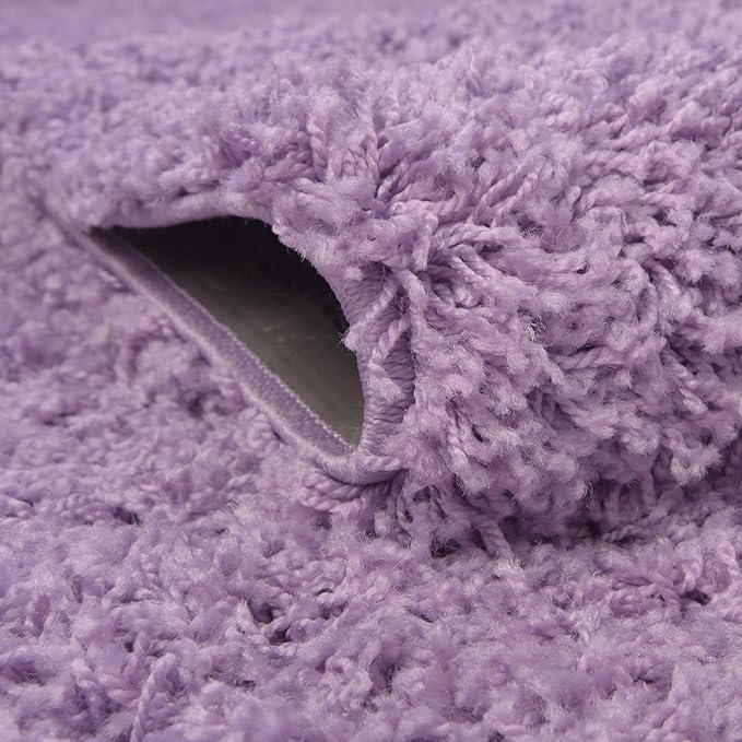 Unique Loom Solid Shag Collection Area Rug (3' 3" Round, Lilac)