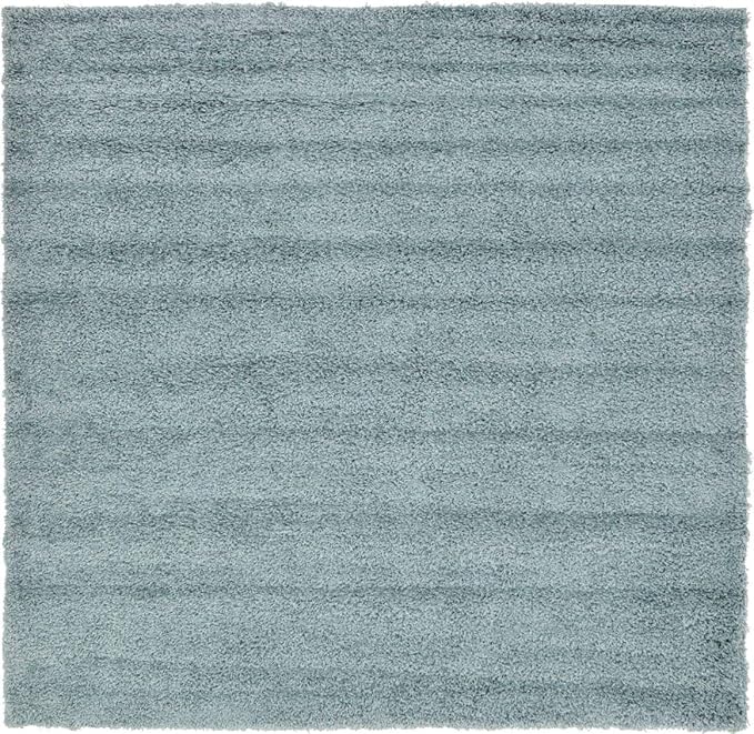 Unique Loom Solid Shag Collection Area Rug (8' Square, Light Slate Blue)