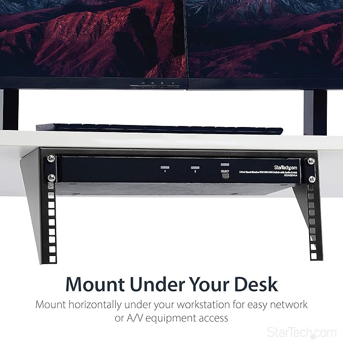 StarTech.com 4U Wall Mount Patch Panel Bracket - 19 inch Steel Vertical Mounting Rack for Network and Data Equipment, TAA (RK419WALLV)
