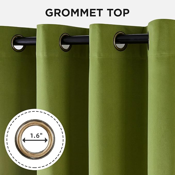 Joydeco Moss Green 100% Blackout Curtains 96 Inch 2 Panels, Luxury Thermal Green Velvet Curtains for Bedroom Living Room, Soundproof Blackout Window Drapes, Grommet Top (52W x 96L)