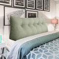 homecozy Wedge Headboard Pillow Dorm Room Reading Pillow Back Support for Sitting Up in Bed Bolster Lumbar Cushion Body Positioning Bedrest Cotton Linen 59in Grass Green Queen
