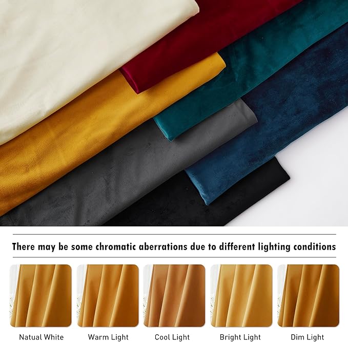 RYB HOME Gold Velvet Curtains 102 inches, Back Tab Soft Fabric Room Darkening Thermal Insulated Luxurious Home Decor Curtains for Living Room Bedroom, W 52" x L 102", 2 Panels Set
