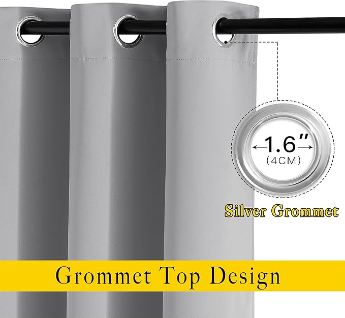 NICETOWN Blackout Curtain for Sliding Glass Door - Patio Door Curtains, Thermal Insulated Wide Drapes/Draperies for Bedroom/Living Room, Silver Grey, 1 Panel, 100 by 84-Inch