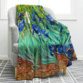 Jekeno Irises Floral Blanket Flower Gifts for Women Kids Girls Home Bedroom Birthday Christmas Flowers Floral Decor Soft Cozy Lightweight Throw Blankets 60"x80"
