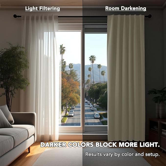 Deconovo Blackout Curtains, Thermal Insulated, W38 x L45 2 Panels, Back Tab, Machine Washable, Room-Darkening Drapes for Bedroom/Living Room Light Beige