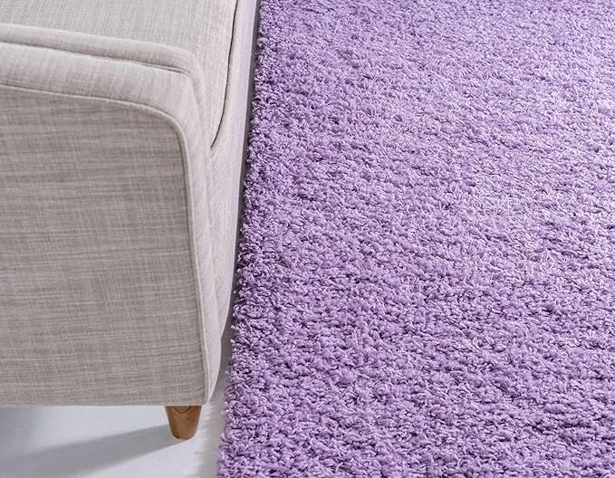 Unique Loom Solid Shag Collection Area Rug (8' x 10' Rectangle Lilac)