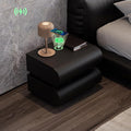 homary Smart Nightstand Modern Black Leather Nightstands with Wireless Charger Bedside Table with 2 Drawers for Bedrooms Living Rooms Offices 19.7" W x 15.7" D x 15.7" H