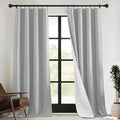 RYB HOME 4 in 1 Set Dust Filter - Soundproof - Blackout - Insulating, Energy Efficiency Linen Curtains for Kids Bedroom Living Room Divider Apartment Hotel Office Theatre, Grey, W 52 x L 84, 2 Pcs