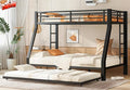 Upgraded Version Thicken Heavy Duty Metal Twin Over Full Bunk Bed with Twin Size Trundle, Modern Style Stronger Bunk Bed Frame Twin Over Full Size for Adults, Easy Assembly (Twin/Full)