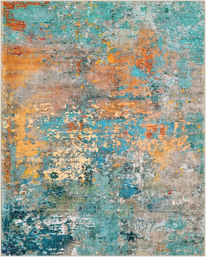 Lahome Modern Abstract Living Room Rug, Washable 8x10 Area Rugs for Bedroom Stain Resistant Non Slip, Large Colorful Soft Indoor Carpet for Dining Room Table Home Office Decor
