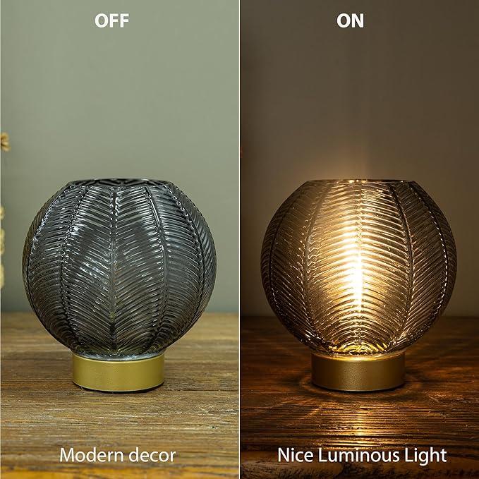 Battery Operated Lamp with Timer, Small Table Lamp Battery Powered, Cordless Bedside Lamps for Living Room Decorative Lamp for Bedroom Tabletop Shelf Dorm Desk-Grey