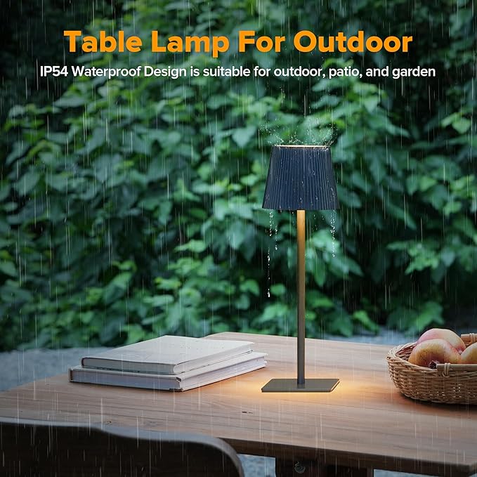 LUTEC 4 Pack Cordless Table Lamp,6000mAh Rechargeable Battery Operated Desk Lamp,Two Adjustable Heights,Waterproof, Touch Control & 3 Color Stepless Dimming for Restaurant/Bedroom/Bars/Outdoor (Blue)