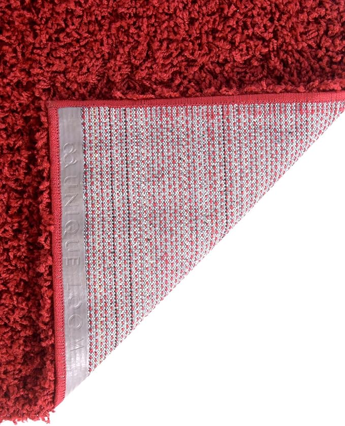 Unique Loom Solid Shag Collection Area Rug (2' 6" x 19' 8" Runner, Cherry Red)