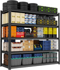 Storage Shelves, Garage Metal Shelving Unit, Adjustable, Double-Layer Column with Reinforced Ribs, Heavy-Duty, Capable of Bearing 600-3600 lbs (Balck, 47''W*24''D*77''H, 5-Tier)