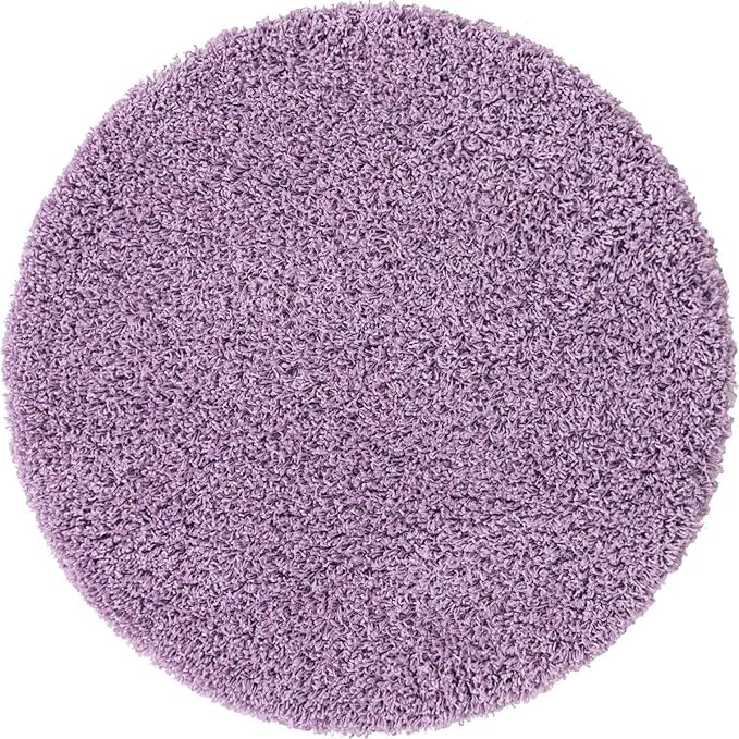 Unique Loom Solid Shag Collection Area Rug (3' 3" Round, Lilac)