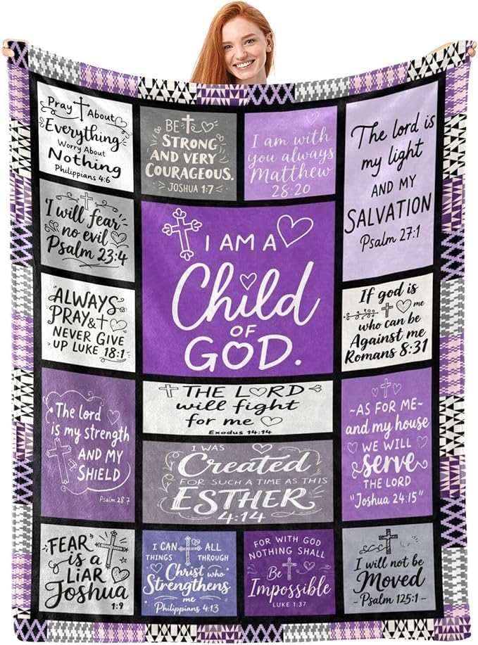 Christian Blanket Gift for Women, Inspirational Throw Blanket for Couch, Soft Lightweight Flannel Blanket, 40"x 50" Thoughts and Prayers Blankets for Bedroom Sofa Living Room Decoration