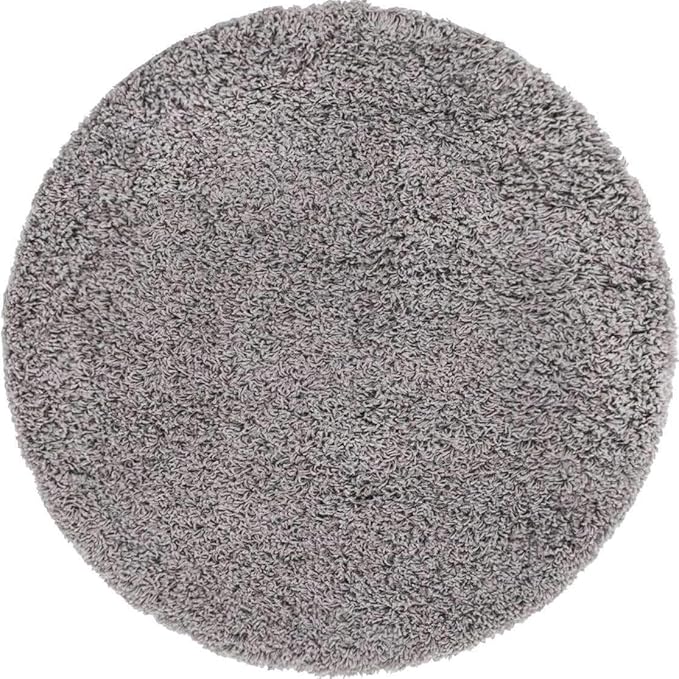Unique Loom Solid Shag Collection Area Rug (3' 3" Round, Cloud Gray)