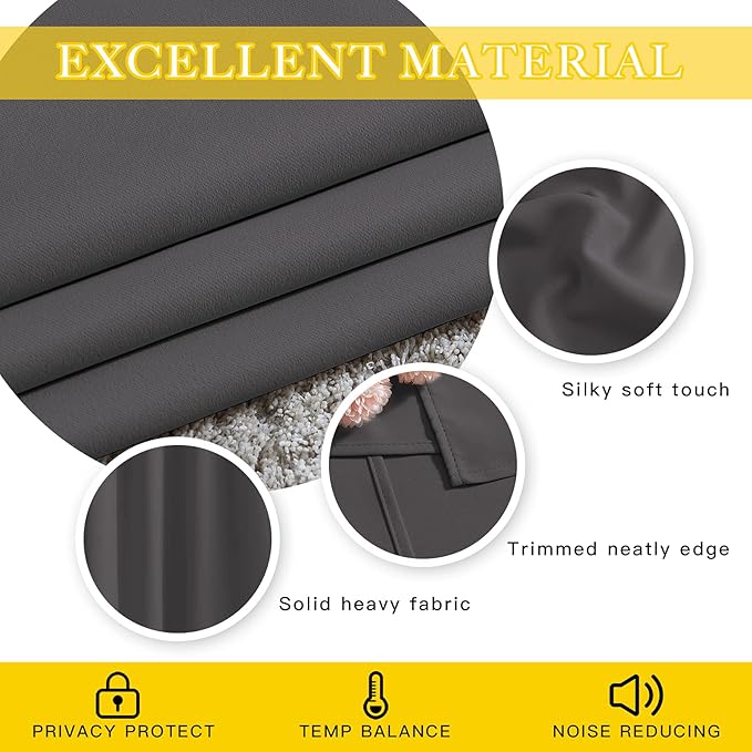 NICETOWN Sliding Door Curtains, Wide Thermal Blackout Patio Door Curtain Panel, Sliding Door Drapes/Draperies with Grommet Top (Gray, W80 x L84)