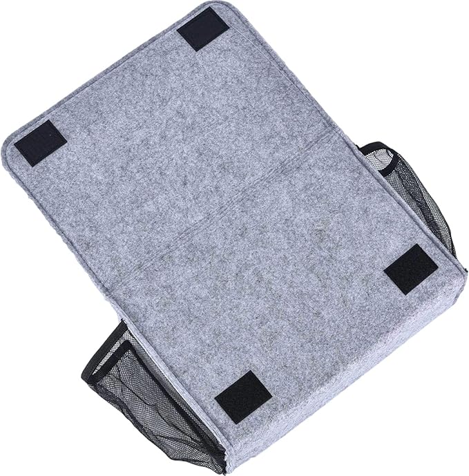 Bedside Caddy, Large Size Bedside Storage Organizer Bedside Organizer Caddy for Magazine Remotes Phone (13.4'' x 18.1'' Plus Size, Light Grey)