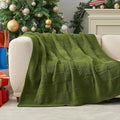 Amélie Home Checkered Chenille Knit Throw Blanket for Couch, Classic Texture Decorative Soft Blanket for Sofa, Chair & Bedroom, 50"x60", Olive Green