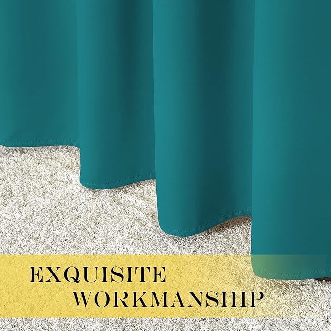 NICETOWN Blackout Curtains 54 Inches Long, Thermal Insulated Room Darkening Curtains for Bedroom, Window Treatment Drapes for Living Room Nursery (W66 x L54 Inch, Peacock Teal, 1 Panel)