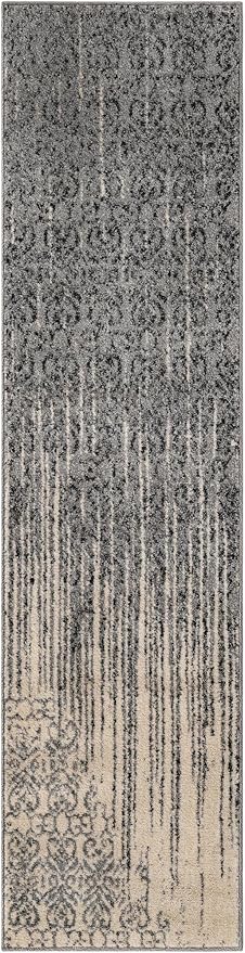 Unique Loom Del Mar Collection Area Rug - Jennifer (2' x 8' Runner, Gray/ Black)