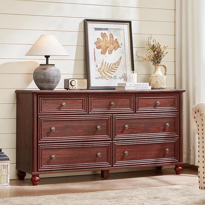 Farmhouse Dressers & Night Stand Set of 4, Wood 54" Wide Dresser & 45" Tall Chest of Drawers, 18" with Charging Station Nightstand Set of 2, Bedroom Furniture Dresser Set for Home Living Room Hallway