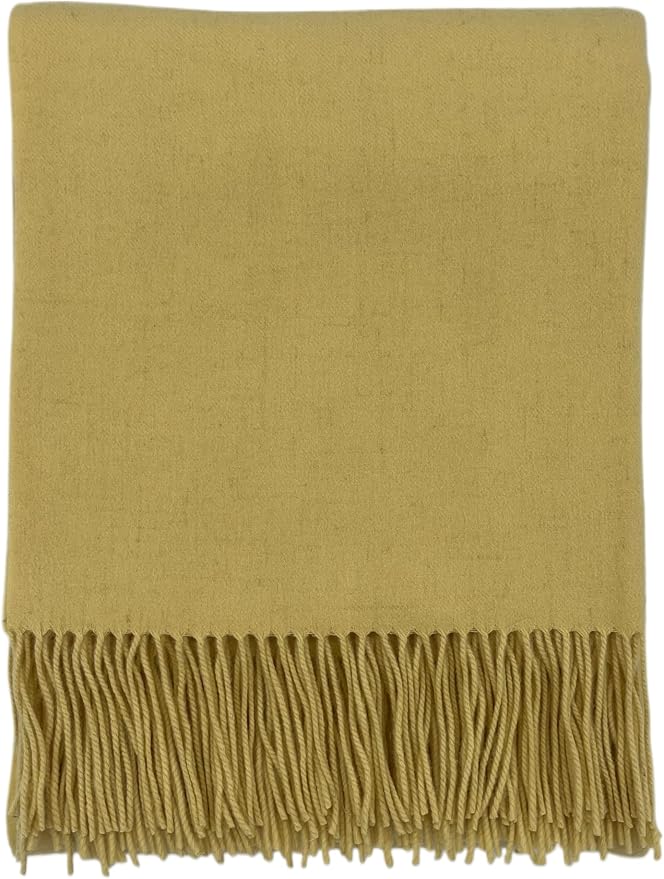 Alashan Cashmere Blend Ripple Finish Woven Throw (Lemon Sun)