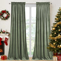 StangH 108 inches Length Sage Green Velvet Curtains, Rod Pocket Sunlight Blocking Window Panels Thermal Insulated Nursery Decor Drapes for Guest Room/Bedroom, W52 x L108, Sage Green, 2 Panels
