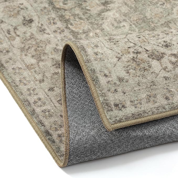 Brown 2x5 Runner Rug Vintage Area Carpet Hallway Indoor Kitchen Washable Low Pile Traditional Distressed Retro Accent Throw Rug Non Slip for Laundry Bathroom Office