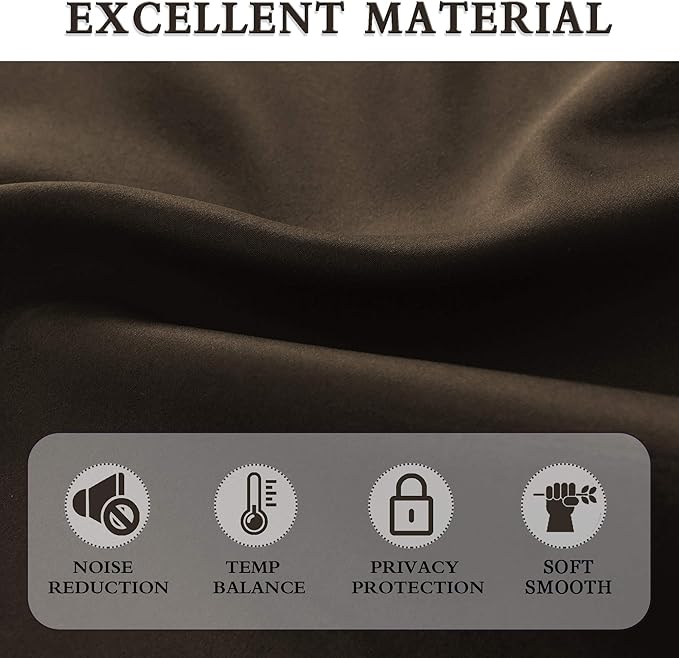 DONREN 48 Inch Length Short Curtains for Kitchen - Small Window Treatment Rod Pocket Blackout Curtain Drapes (1 Pair,Chocolate Brown,52 Inches Wide by 48 Inches Long)