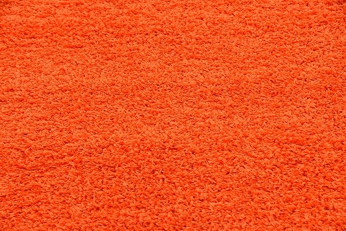 Unique Loom Solid Shag Collection Area Rug (8' Square, Tiger Orange)