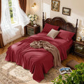 LBRO2M 1000 Thread Count 100% Egyptian Cotton Sheets Set Full Size, 4 Piece Sets Bed Sheet Deep Pocket Sheet Set 16" Soft Comfortable All Season (Full Burgundy)
